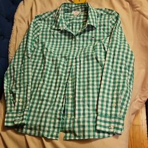 VINEYARD VINES WOMENS Green Checkered Shirt SIZE 10